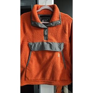 Carhartt Women Orange Relaxed Fit Sherpa Fleece Snap Pullover 104922-W Small